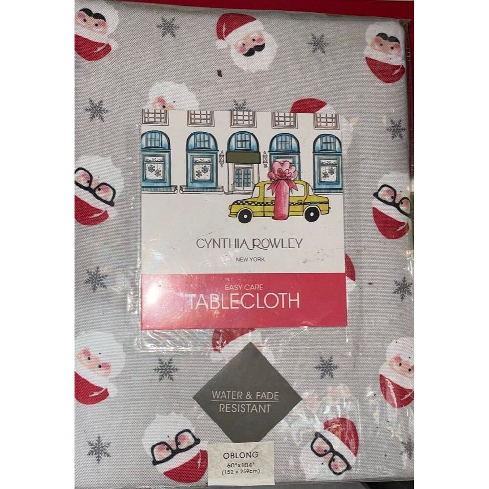 Cynthia Rowley, Santa hipster brand new tablecloth, 60” x 104”